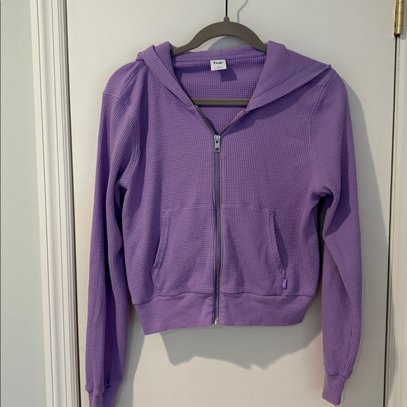 Aritzia TNA lavender waffle zip hoodie size Medium - Picture 1 of 3